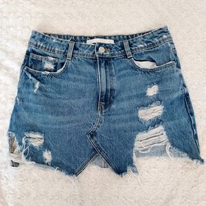 Zara Trafaluc Denimwear distressed mini skirt Small Rocker Grunge